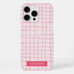Cute Hand-Drawn Modern Pink Grid