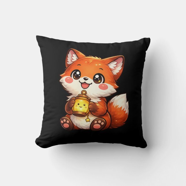 Cute Happy Fox Kawaii Almofada Travesseiro (Frente)