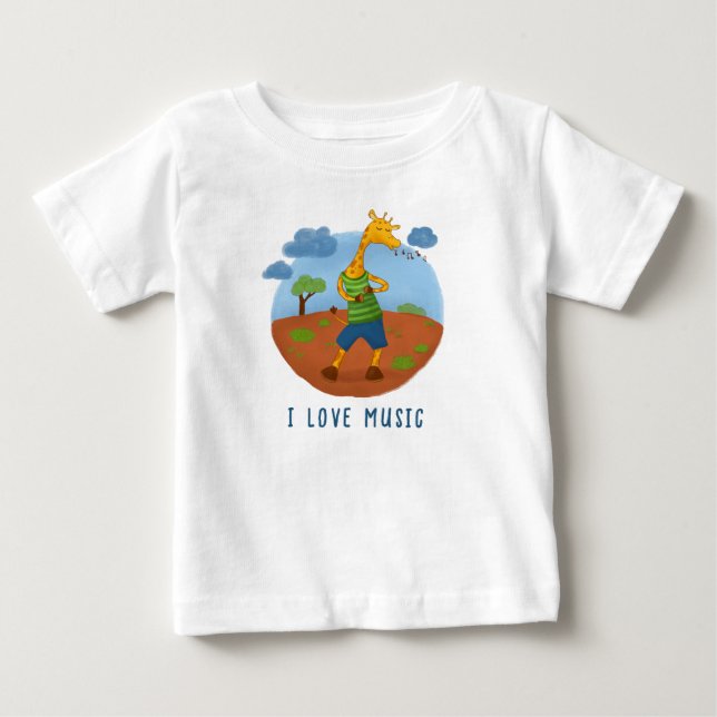 Cute Happy Giraffe Cartoon Personalized T-Shirt (Frente)