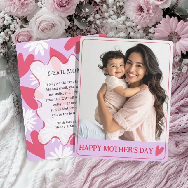 Cute Happy Mother’s Day Purple & Red Photo   (Criador carregado)