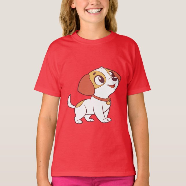 Cute Happy Puppy Kids T-Shirt (Frente)