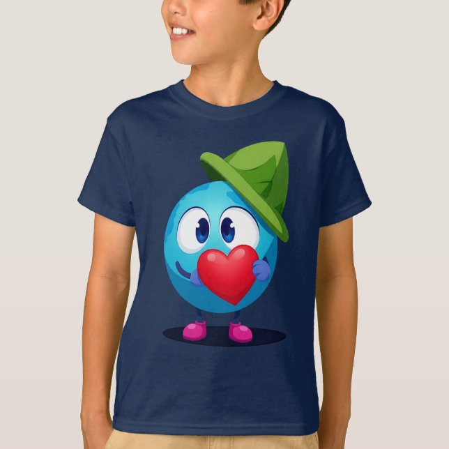 Cute Heart Emoji Cartoon T-Shirt for Kids (Frente)