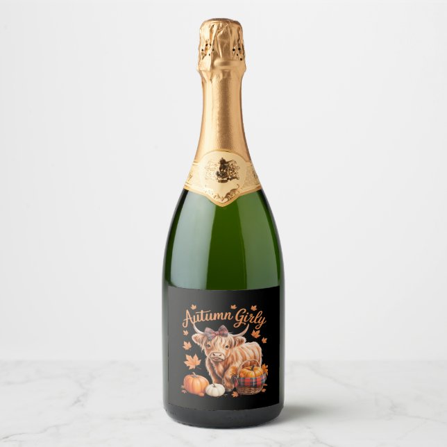 Cute Highland Cow Queda Autumn Girling Ação de Gra (Frente)