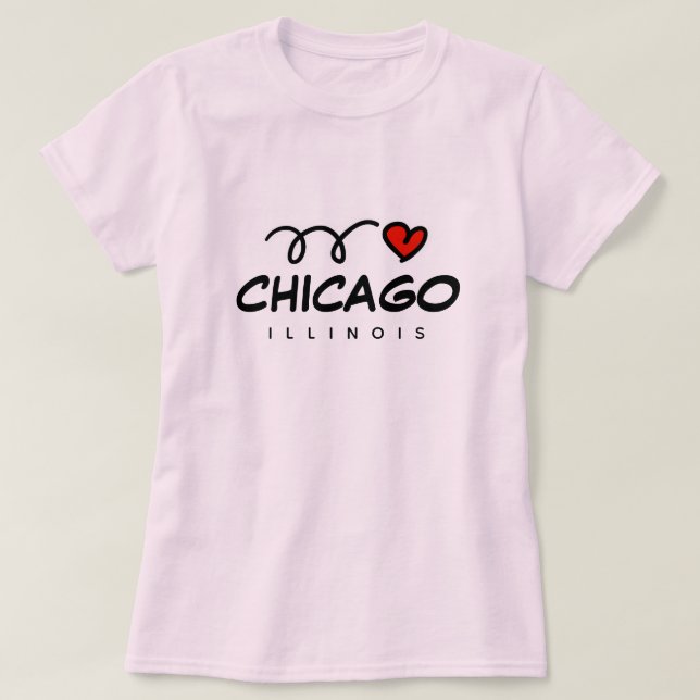 Cute I coração Chicago Illinois - camisa para mulh (Frente do Design)