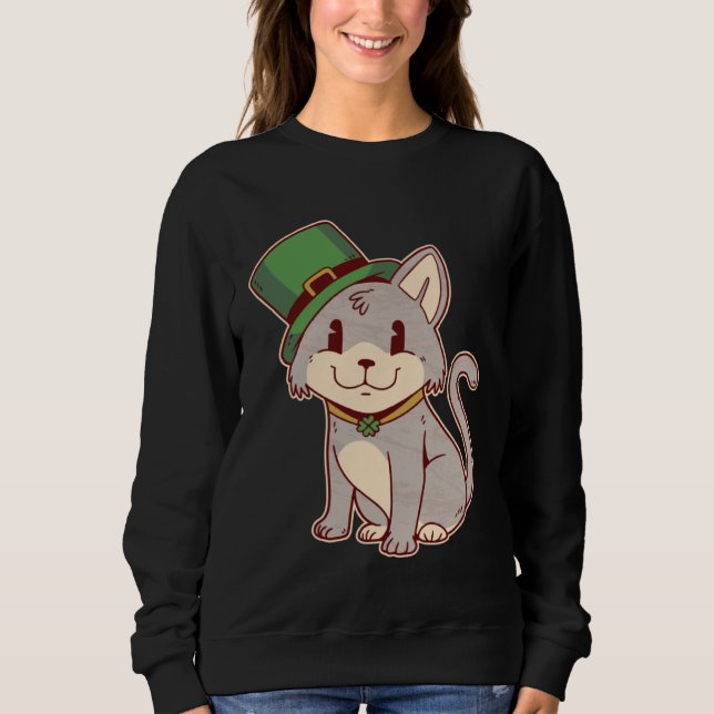 Cute Irish Cat with Top Hat  St Patricks Day Graph (Frente)