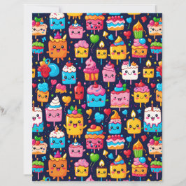 Cute Kawaii Birthday Cake & Dessert Paper