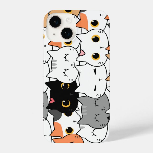 Cute Kawaii Cat Faces Pattern  (Verso)