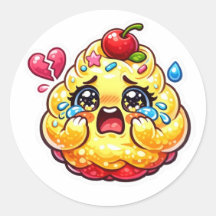 Cute Kawaii Cupcake Triste Chorando com Adesivo Qu