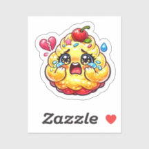 Cute Kawaii Cupcake Triste Chorando com Adesivo Qu