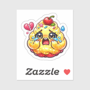 Cute Kawaii Cupcake Triste Chorando com Adesivo Qu