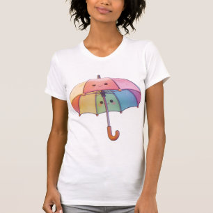 Cute Kawaii Guarda-Chuva Camiseta Feminina