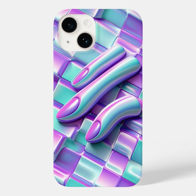 Cute Kawaii Pastel Wave Phone Case Glossy Abstract (Verso)