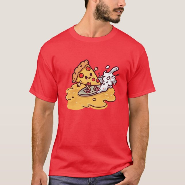 Cute Kawaii Pizza T-Shirt Funny Cheesy Cartoon (Frente)