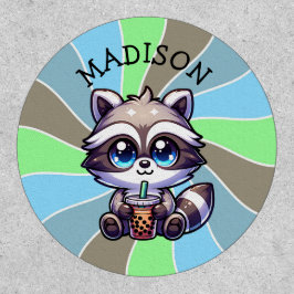 Cute Kawaii Raccoon com Bubble Tea Personalizado