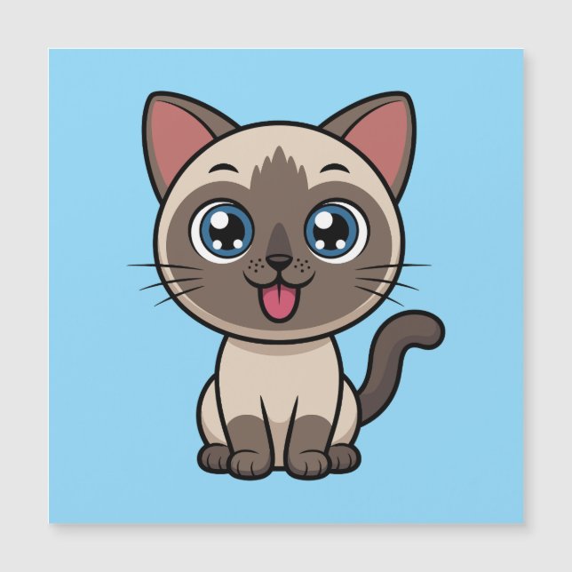 Cute Kawaii Siamese Cat Cartoon - Chibi Kitty (Frente)