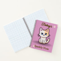 Cute Kitty Gato Rosa Personalizado Nome Espiral