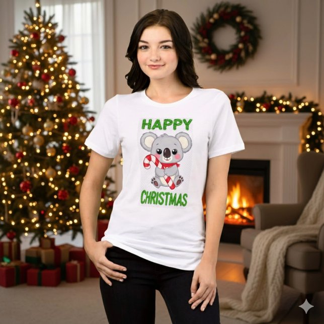 Cute Koala Bear Happy Christmas T-Shirt (Criador carregado)