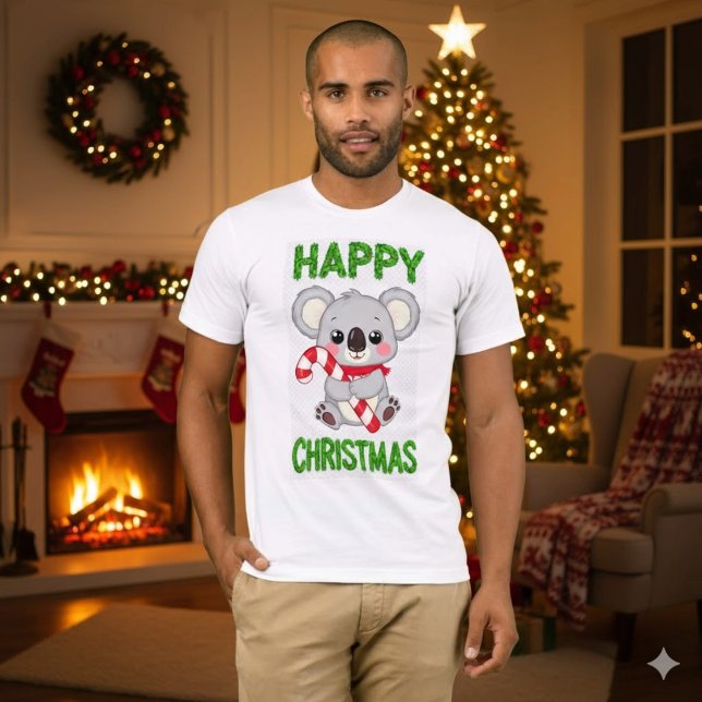 Cute Koala Bear Happy Christmas T-Shirt (Criador carregado)