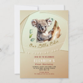 Cute Koala Primeiro Convite De Aniversário