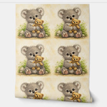 Cute Koala Teddy Pattern Wallpaper Kawaii