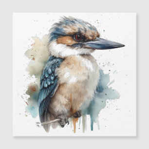 Cute Kookaburra num galho pintado em aquarela