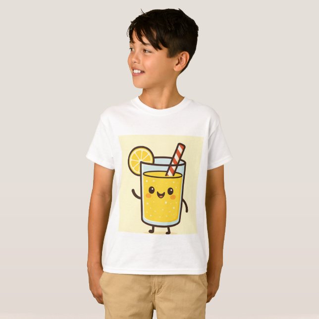Cute Lemonade Cartoon Kids T-Shirt (Frente Completa)