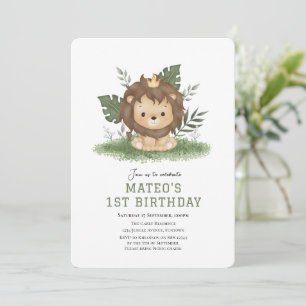 Cute Lion Safari - convite de aniversário