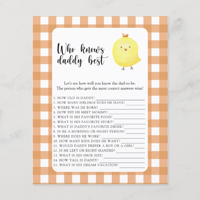 Cute little chicken - Who knows daddy best game (Frente)