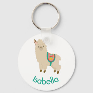 Cute Llama Adicione Seu Nome Chaveiro de Texto Tea