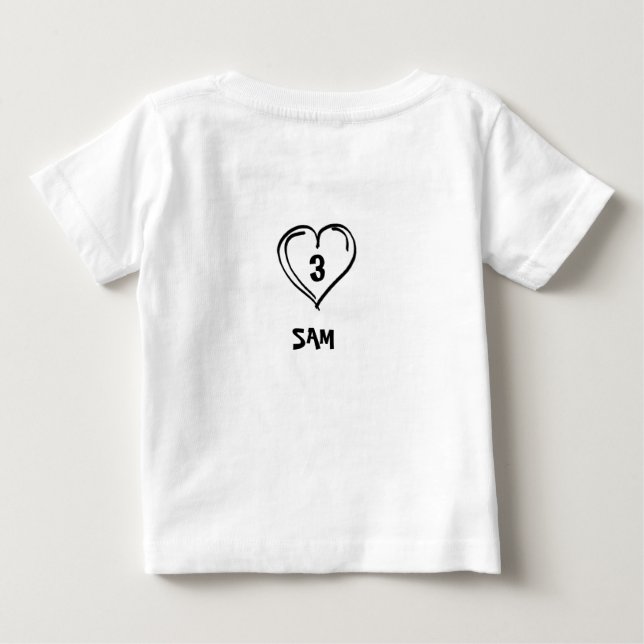 Cute Mãe & Pai Coração – Camiseta de Bebê com Nome (Verso)