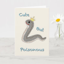 Cute Mas Venenoso Cartão de Apoio Divertido Cobra