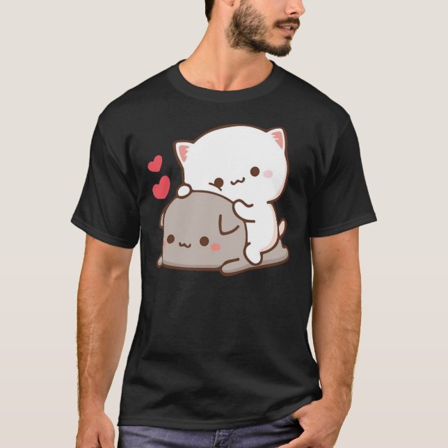 Cute Mochi Peach Cat  T-Shirt (Frente)