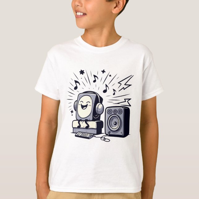 Cute Music Lover – Fun Cartoon Kids T-Shirt (Frente)
