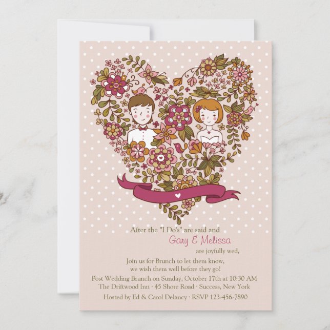 Cute Newlyweds Posta Convite Brunch (Frente)