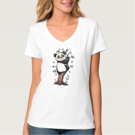 Cute Panda Bamboo Graphic T-Shirt