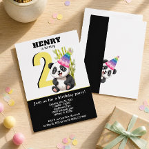 Cute Panda - Convite de Aniversário Personalizado