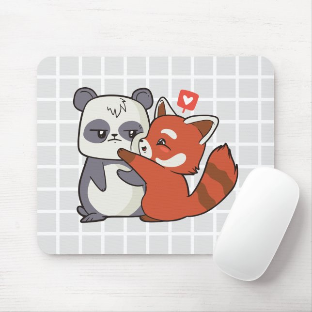 Cute Panda & Red Panda Love Grade Mouse Pad (Com mouse)