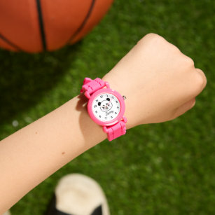 Cute panda urso rosa, silicone, relógio para crian