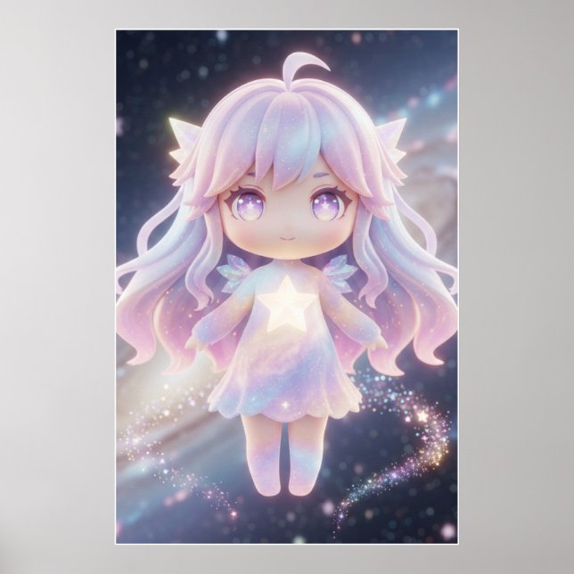 Cute Pastel Star Fairy Art Poster (Frente)