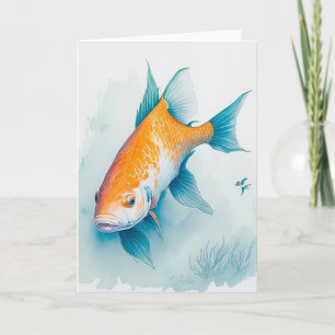 Cute Peixe Dourado Nadando Cartão de Abertura