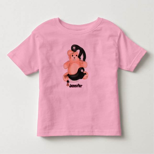 Cute penguin and bear t-shirt design for toddlers (Frente)