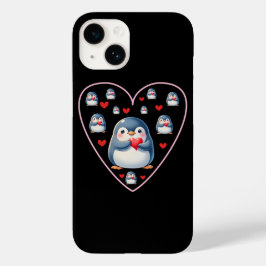 Cute Penguin Heart iPhone 14 Case Love & Kawaii