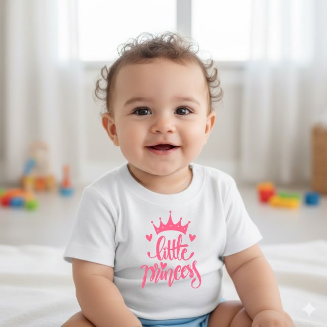 Cute Pink Crown Little Princess Baby T-Shirt (Criador carregado)
