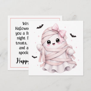 Cute Pink Fantasma Saudação de Halloween