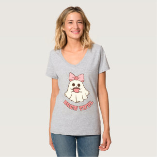 Cute Pink Ghost Drink Coffee T-Shirt