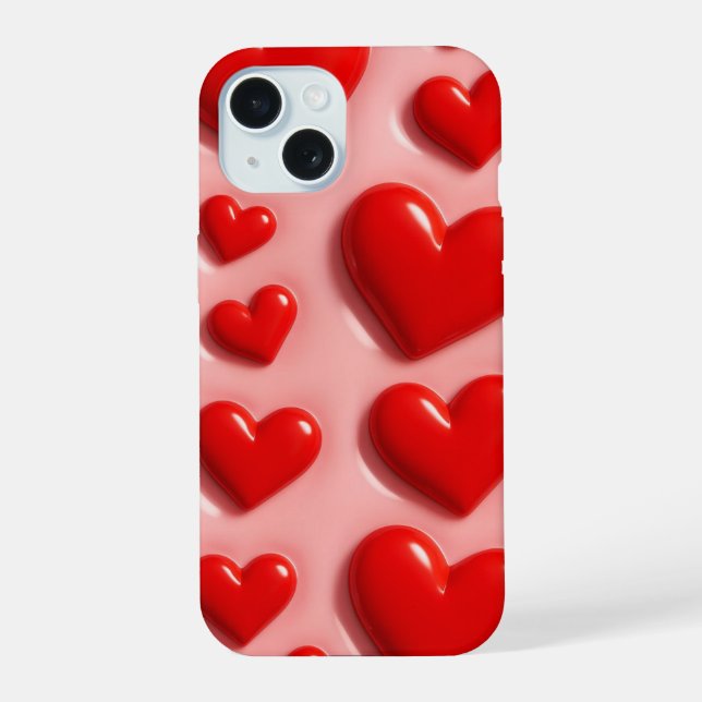 Cute Pink Heart iPhone 15 Case  (Verso)