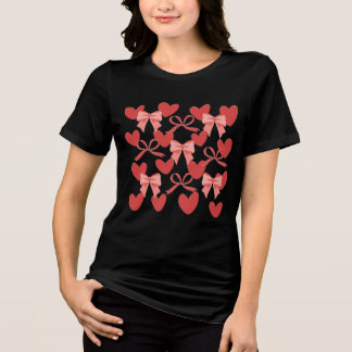 Cute Pink Hearts & Bows Valentine’s Day T-Shirt 