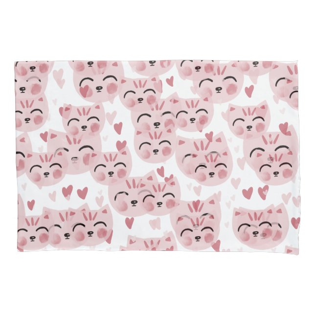 Cute Pink Kittens and Hearts Pattern for Kids (Frente)