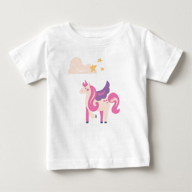 Cute Pink Unicorn Baby T-Shirt (Frente)