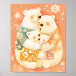 Cute Polar Bear Family Vertical Poster Wall Art